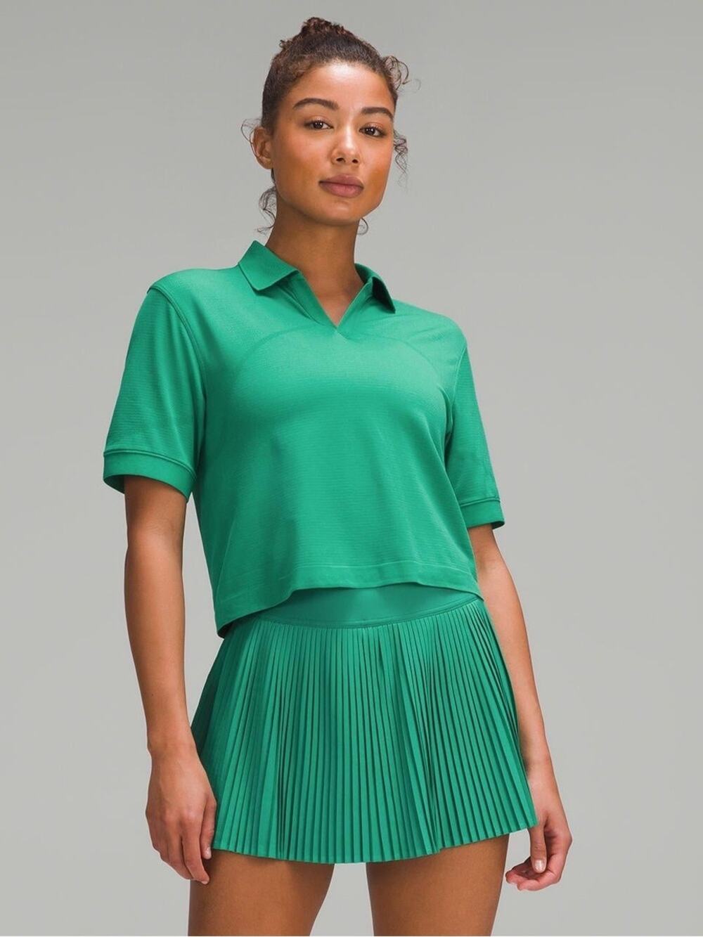 Lululemon Swiftly Cropped Polo Short Sleeve Shirt Cascadia Green Size 4